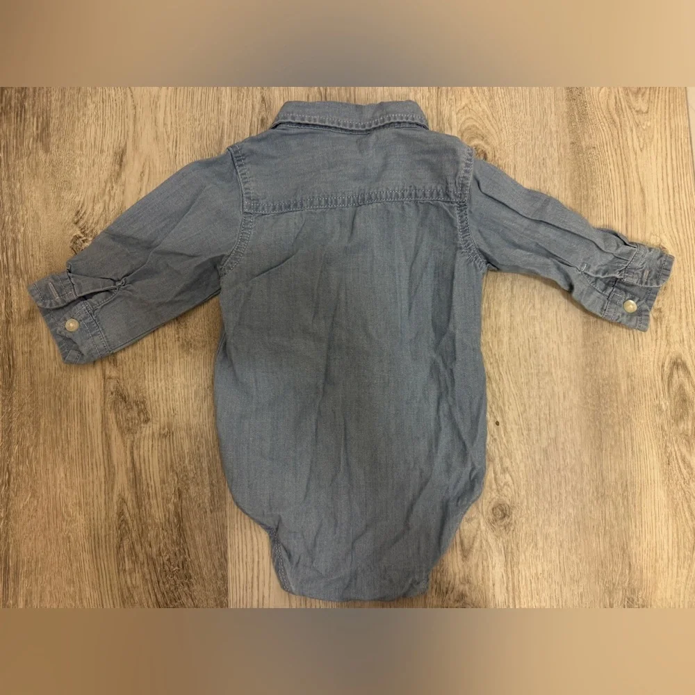 OshKosh B'gosh Blue denim long sleeve onesie